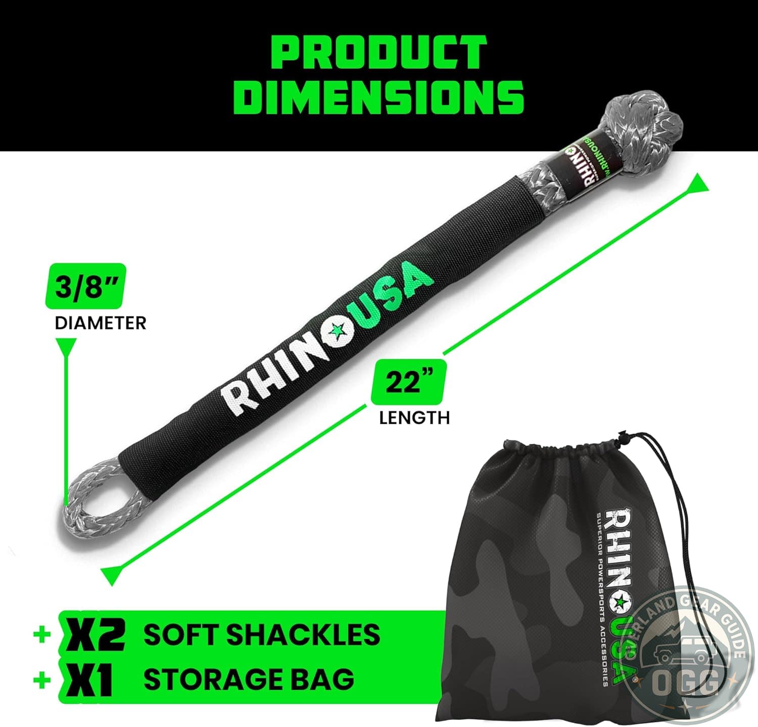 Rhino USA Synthetic Soft Shackle Rope (2-Pack) – 3/8 Inch x 22 Inch (31,400lb Min Break Strength) Overland Gear Guide