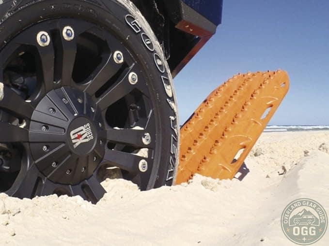 MAXTRAX MKII traction boards in signature orange on sand