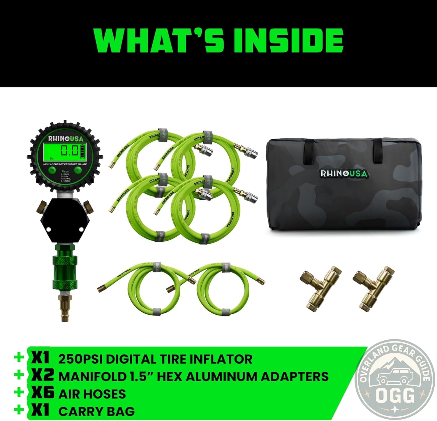 Rhino USA Ultra-Fast 4 Tire Inflation & Deflation System | 4-Way Hose Kit with On/Off Slide Valve | Fits 155" Wheelbase (Truck, Car, Trailer) - Image 5