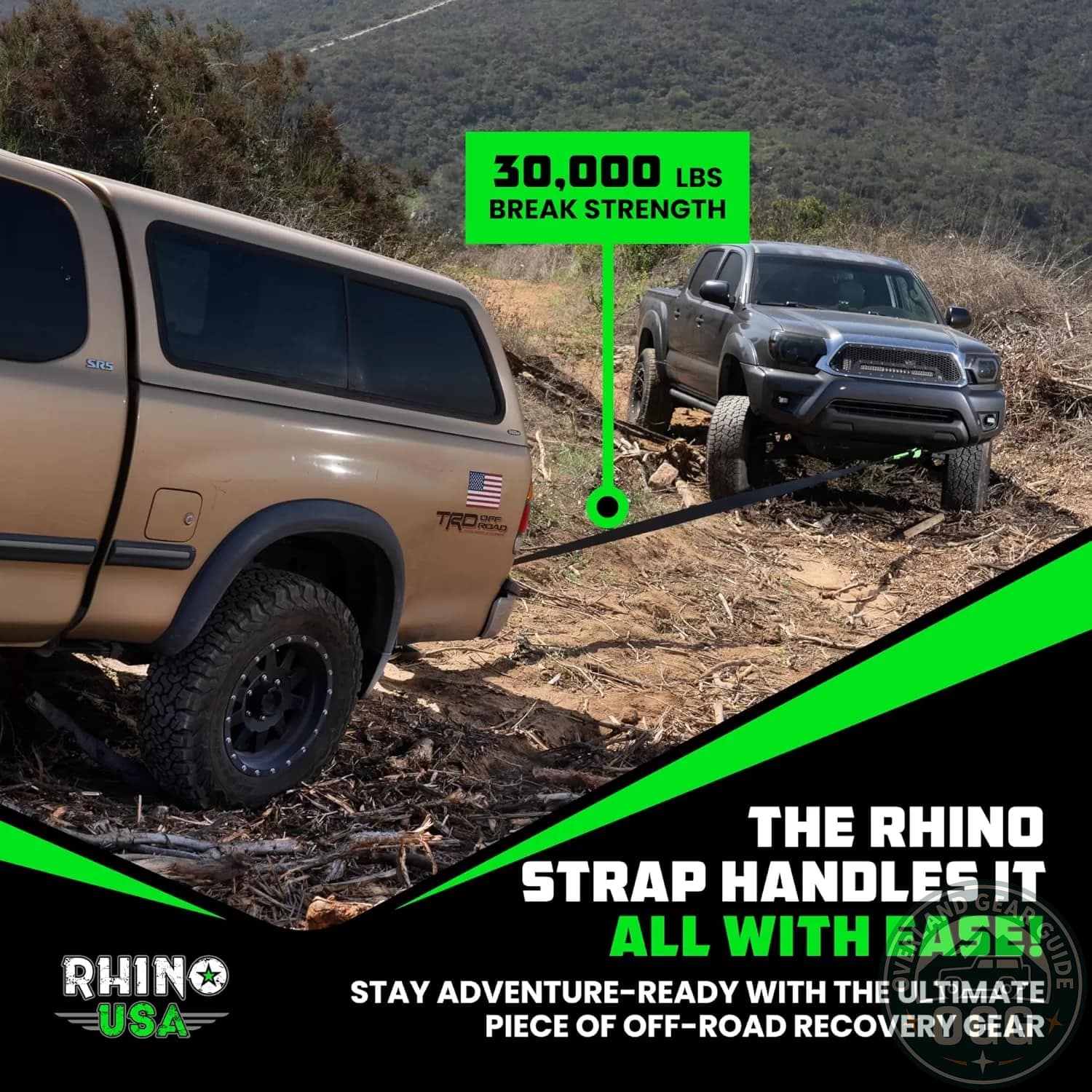 Rhino USA Heavy-Duty Recovery Strap (3″ x 20′) | 31,518lb Overland Gear Guide