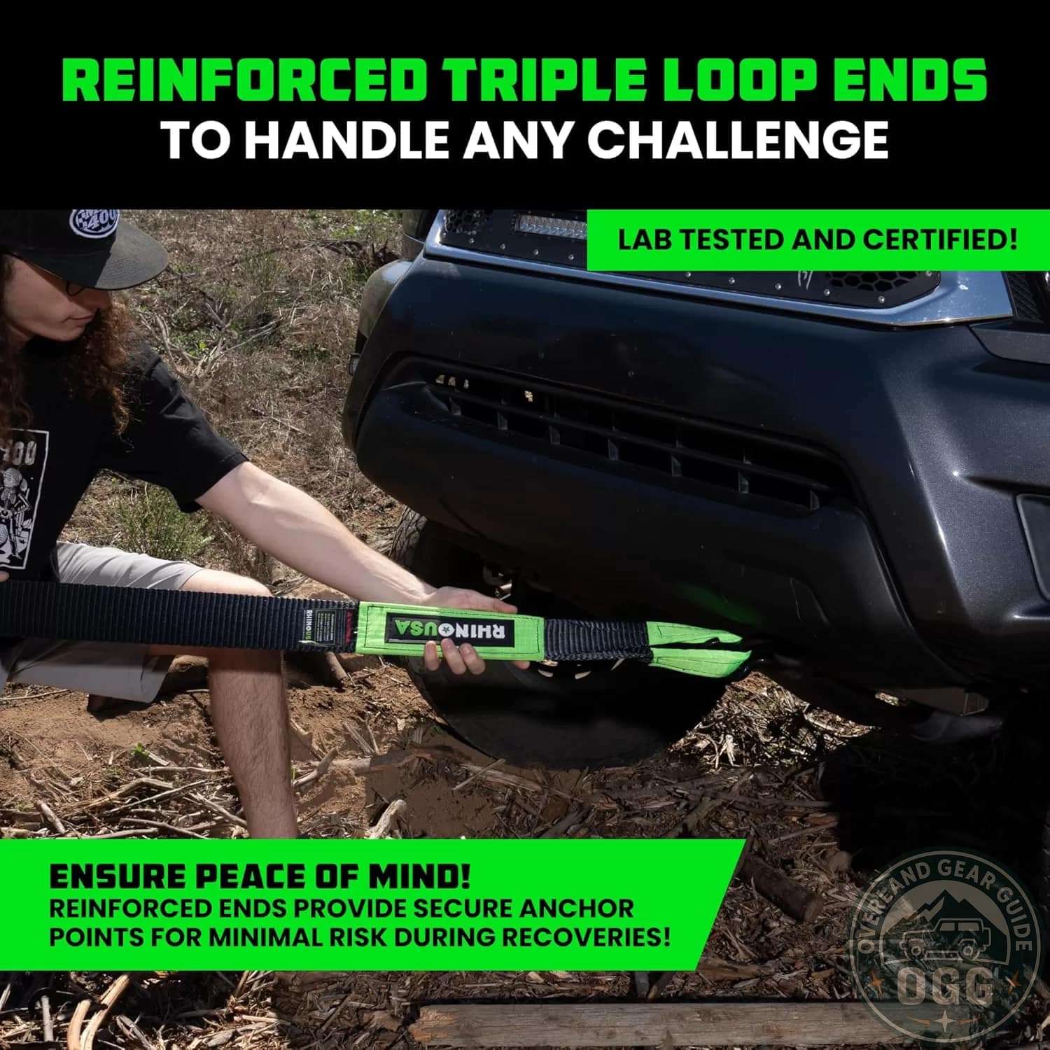 Rhino USA Heavy-Duty Recovery Strap (3″ x 20′) | 31,518lb Overland Gear Guide